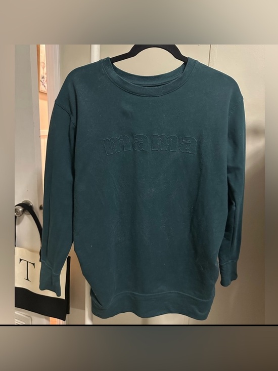 Isabel Maternity by Ingrid & Isabel Tops - Embroidered Mama Isabel Maternity Women’s Dark Green Pullover size small